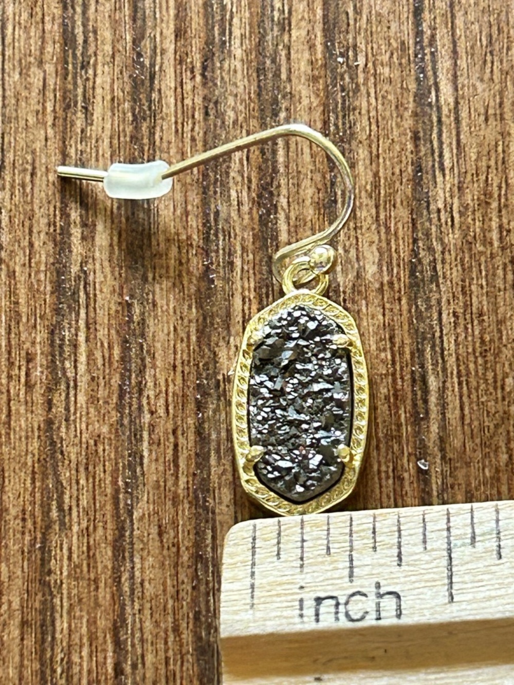 Kendra Scott Lee Oval Drusy Drop Pierced Earrings Gold Platinum - Picture 6 of 7
